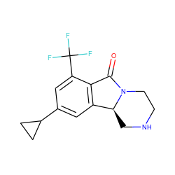 O=C1c2c(cc(C3CC3)cc2C(F)(F)F)[C@@H]2CNCCN12 ZINC000036270525