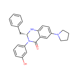 O=C1c2cc(N3CCCC3)ccc2N[C@@H](Cc2ccccc2)N1c1cccc(O)c1 ZINC000072113272