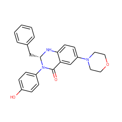 O=C1c2cc(N3CCOCC3)ccc2N[C@@H](Cc2ccccc2)N1c1ccc(O)cc1 ZINC000072113605