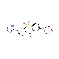 O=C1c2cc(N3CCOCC3)ccc2S(=O)(=O)c2cc(C3=NCCN3)ccc21 ZINC000013755820