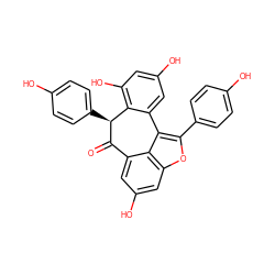 O=C1c2cc(O)cc3oc(-c4ccc(O)cc4)c(c23)-c2cc(O)cc(O)c2[C@@H]1c1ccc(O)cc1 ZINC000013358371