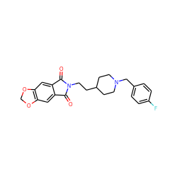 O=C1c2cc3c(cc2C(=O)N1CCC1CCN(Cc2ccc(F)cc2)CC1)OCO3 ZINC000206550684