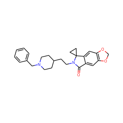 O=C1c2cc3c(cc2C2(CC2)N1CCC1CCN(Cc2ccccc2)CC1)OCO3 ZINC000206550743