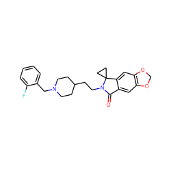 O=C1c2cc3c(cc2C2(CC2)N1CCC1CCN(Cc2ccccc2F)CC1)OCO3 ZINC000206556492