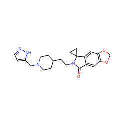 O=C1c2cc3c(cc2C2(CC2)N1CCC1CCN(Cc2ccn[nH]2)CC1)OCO3 ZINC000206576341