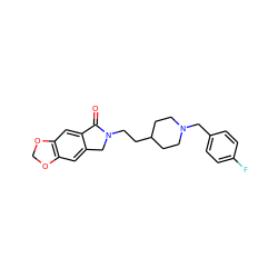 O=C1c2cc3c(cc2CN1CCC1CCN(Cc2ccc(F)cc2)CC1)OCO3 ZINC000206545051