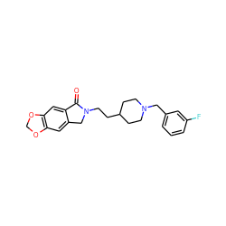 O=C1c2cc3c(cc2CN1CCC1CCN(Cc2cccc(F)c2)CC1)OCO3 ZINC000206544995