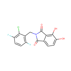 O=C1c2ccc(O)c(O)c2C(=O)N1Cc1c(F)ccc(F)c1Cl ZINC000042921007