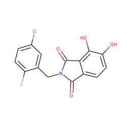 O=C1c2ccc(O)c(O)c2C(=O)N1Cc1cc(Cl)ccc1F ZINC000043024656