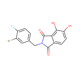 O=C1c2ccc(O)c(O)c2C(=O)N1Cc1ccc(F)c(Br)c1 ZINC000043077144