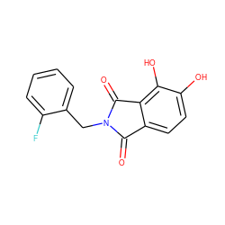 O=C1c2ccc(O)c(O)c2C(=O)N1Cc1ccccc1F ZINC000043068067