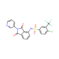 O=C1c2cccc(NS(=O)(=O)c3ccc(Cl)c(C(F)(F)F)c3)c2C(=O)N1c1cccnc1 ZINC000653851639