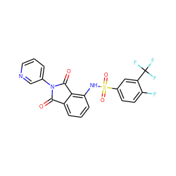 O=C1c2cccc(NS(=O)(=O)c3ccc(F)c(C(F)(F)F)c3)c2C(=O)N1c1cccnc1 ZINC000653850196