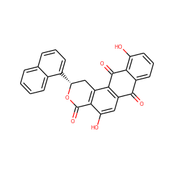 O=C1c2cccc(O)c2C(=O)c2c1cc(O)c1c2C[C@@H](c2cccc3ccccc23)OC1=O ZINC000028825675