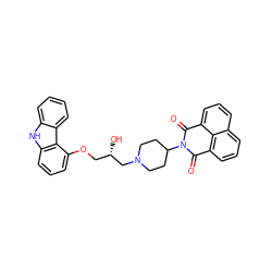 O=C1c2cccc3cccc(c23)C(=O)N1C1CCN(C[C@@H](O)COc2cccc3[nH]c4ccccc4c23)CC1 ZINC000049785913