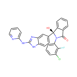 O=C1c2ccccc2[C@@](O)(c2ccc3[nH]c(Nc4ccccn4)nc3c2)N1c1cccc(Cl)c1F ZINC000116255713