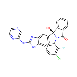 O=C1c2ccccc2[C@@](O)(c2ccc3[nH]c(Nc4cnccn4)nc3c2)N1c1cccc(Cl)c1F ZINC000116264818