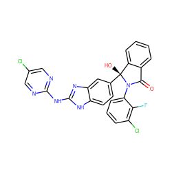 O=C1c2ccccc2[C@@](O)(c2ccc3[nH]c(Nc4ncc(Cl)cn4)nc3c2)N1c1cccc(Cl)c1F ZINC000116258825