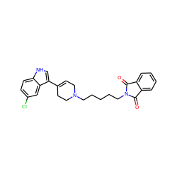 O=C1c2ccccc2C(=O)N1CCCCCN1CC=C(c2c[nH]c3ccc(Cl)cc23)CC1 ZINC000027330054