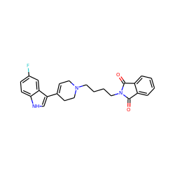 O=C1c2ccccc2C(=O)N1CCCCN1CC=C(c2c[nH]c3ccc(F)cc23)CC1 ZINC000001547791