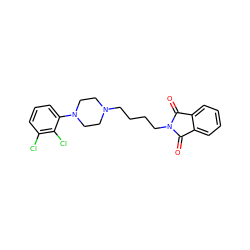 O=C1c2ccccc2C(=O)N1CCCCN1CCN(c2cccc(Cl)c2Cl)CC1 ZINC000013534364