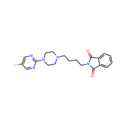 O=C1c2ccccc2C(=O)N1CCCCN1CCN(c2ncc(F)cn2)CC1 ZINC000029410265