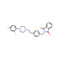 O=C1c2ccccc2C(=O)N1Cc1ccc(CCN2CCN(c3ccc(F)cc3F)CC2)cc1 ZINC000213924943