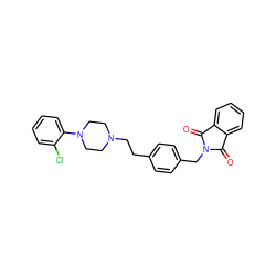 O=C1c2ccccc2C(=O)N1Cc1ccc(CCN2CCN(c3ccccc3Cl)CC2)cc1 ZINC000213929281