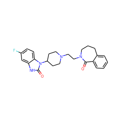 O=C1c2ccccc2CCCN1CCN1CCC(n2c(=O)[nH]c3cc(F)ccc32)CC1 ZINC000001489492