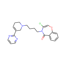 O=C1c2ccccc2OC=C(Cl)N1CCCCN1CCC=C(c2ncccn2)C1 ZINC000028524567