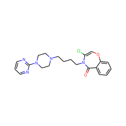 O=C1c2ccccc2OC=C(Cl)N1CCCCN1CCN(c2ncccn2)CC1 ZINC000027648485