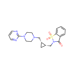 O=C1c2ccccc2S(=O)(=O)N1C[C@@H]1C[C@@H]1CN1CCN(c2ncccn2)CC1 ZINC000029409894