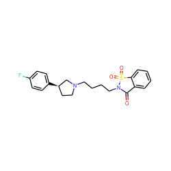 O=C1c2ccccc2S(=O)(=O)N1CCCCN1CC[C@@H](c2ccc(F)cc2)C1 ZINC000003931719