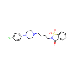 O=C1c2ccccc2S(=O)(=O)N1CCCCN1CCN(c2ccc(Cl)cc2)CC1 ZINC000028866098