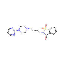 O=C1c2ccccc2S(=O)(=O)N1CCCCN1CCN(c2ncccn2)CC1 ZINC000001999529