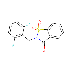 O=C1c2ccccc2S(=O)(=O)N1Cc1c(F)cccc1F ZINC000103243886