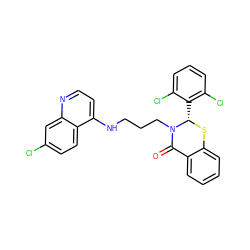 O=C1c2ccccc2S[C@@H](c2c(Cl)cccc2Cl)N1CCCNc1ccnc2cc(Cl)ccc12 ZINC000043543943