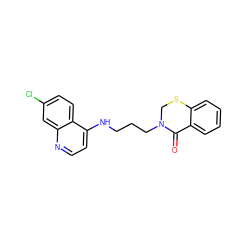 O=C1c2ccccc2SCN1CCCNc1ccnc2cc(Cl)ccc12 ZINC000035091135