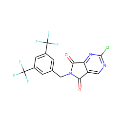 O=C1c2cnc(Cl)nc2C(=O)N1Cc1cc(C(F)(F)F)cc(C(F)(F)F)c1 ZINC000299838239