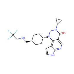 O=C1c2cnc3[nH]ccc3c2N([C@H]2CC[C@H](CNCC(F)(F)F)CC2)CN1C1CC1 ZINC001772599654