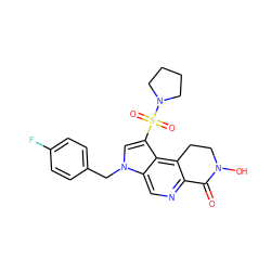 O=C1c2ncc3c(c(S(=O)(=O)N4CCCC4)cn3Cc3ccc(F)cc3)c2CCN1O ZINC000071329755