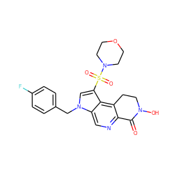 O=C1c2ncc3c(c(S(=O)(=O)N4CCOCC4)cn3Cc3ccc(F)cc3)c2CCN1O ZINC000071316842