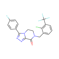 O=C1c2nnc(-c3ccc(F)cc3)n2CCN1Cc1cccc(C(F)(F)F)c1Cl ZINC000219139534