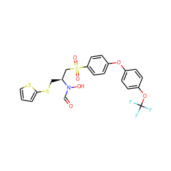 O=CN(O)[C@@H](CSc1cccs1)CS(=O)(=O)c1ccc(Oc2ccc(OC(F)(F)F)cc2)cc1 ZINC000026387648