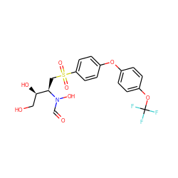 O=CN(O)[C@H](CS(=O)(=O)c1ccc(Oc2ccc(OC(F)(F)F)cc2)cc1)[C@H](O)CO ZINC000013471946