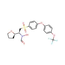 O=CN(O)[C@H](CS(=O)(=O)c1ccc(Oc2ccc(OC(F)(F)F)cc2)cc1)[C@H]1CCCO1 ZINC000013471949