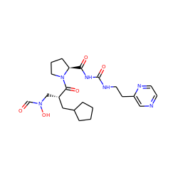 O=CN(O)C[C@@H](CC1CCCC1)C(=O)N1CCC[C@H]1C(=O)NC(=O)NCCc1cnccn1 ZINC000034873201