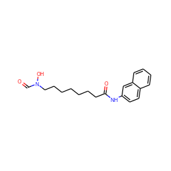 O=CN(O)CCCCCCCC(=O)Nc1ccc2ccccc2c1 ZINC000013588978