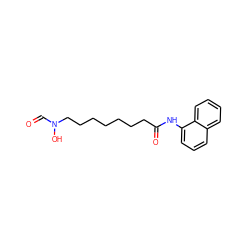 O=CN(O)CCCCCCCC(=O)Nc1cccc2ccccc12 ZINC000013588979