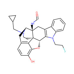 O=CN[C@@]12Cc3c(n(CCF)c4ccccc34)[C@@H]3Oc4c(O)ccc5c4[C@]31CCN(CC1CC1)[C@H]2C5 ZINC000169365553